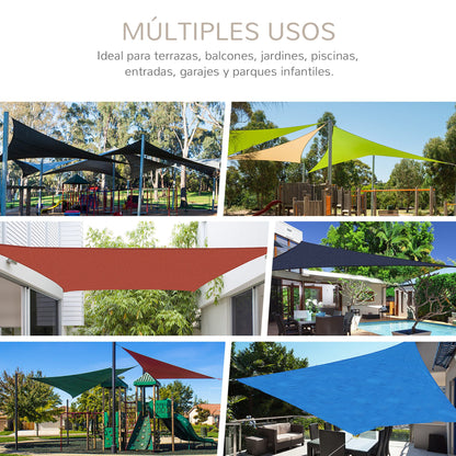 Outsunny Toldo Vela Sombrilla Parasol Triangulo Tejido De Hdpe 185 G/m²_3