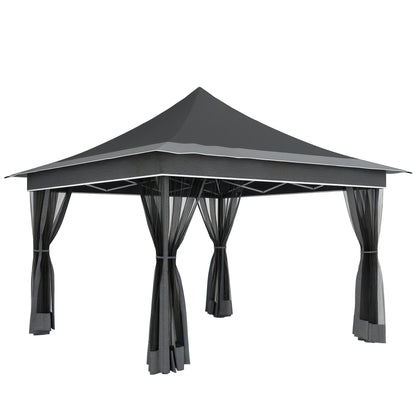 Outsunny Carpa Plegable 3,5x3,5x3 M Con 4 Mosquiteras Altura Ajustable Gris_1