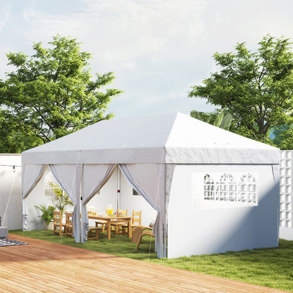Outsunny Carpa Plegable 6x3 M Con 6 Paredes Laterales Impermeable Anti-uv Blanco_1