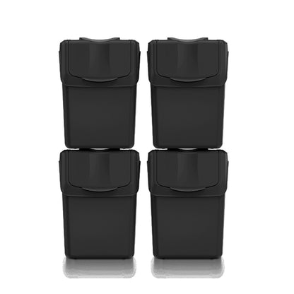 Set De 4 Cubos De Basura Keden Sortibox 100% Plástico Reciclado, Negro, Volumen 4x20l_0