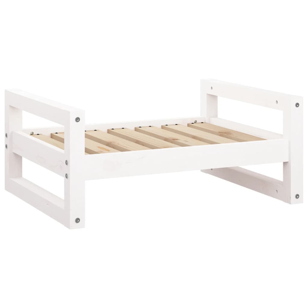 Vidaxl Cama Para Perros Madera Maciza De Pino Blanco 65,5x50,5x28 Cm_0