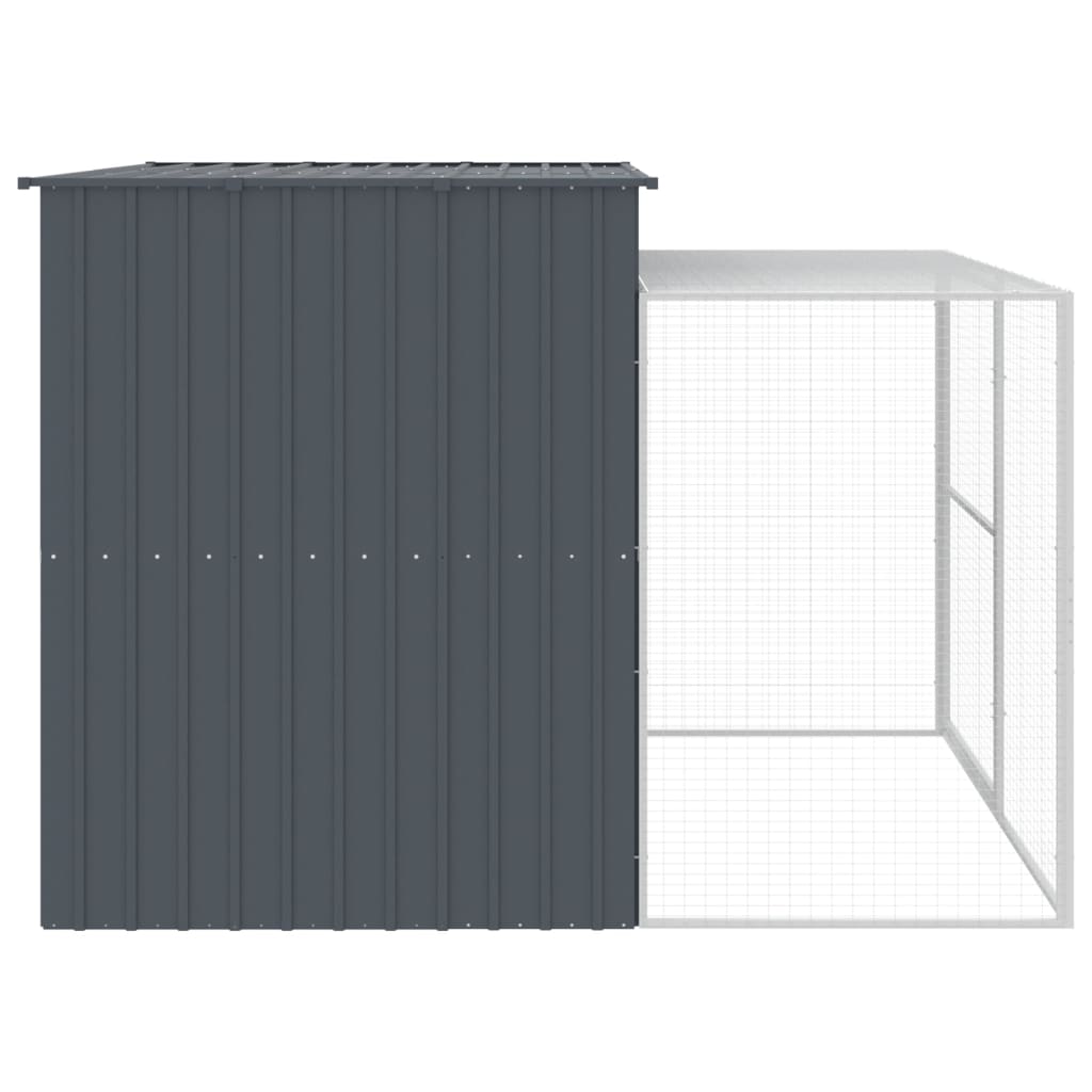 Caseta Perros Con Corral Acero Galvanizado Gris 214x253x181 Cm_3