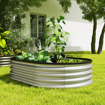 Outsunny Juego De 2 Jardineras Exterior Grandes De Acero 135x90x30 Cm Plateado_4