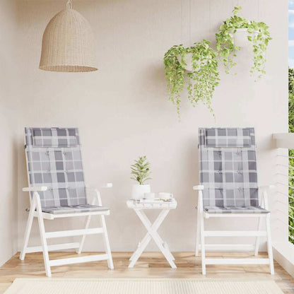 Vidaxl Cojines De Silla Respaldo Alto 2 Uds Tela Oxford A Cuadros Gris_1