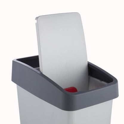 Cubo De La Basura Premium Con Tapa Abatible, Tacto Suave, 25 L, Magne, Plateado_3
