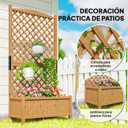 Outsunny Arriate De Jardín Con Enrejado Para Trepadora Cultivos 90x45x180 Cm_3