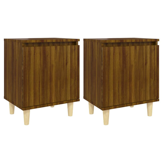 Mesitas De Noche 2 Uds Con Patas Madera Marrón Roble 40x30x50cm_0