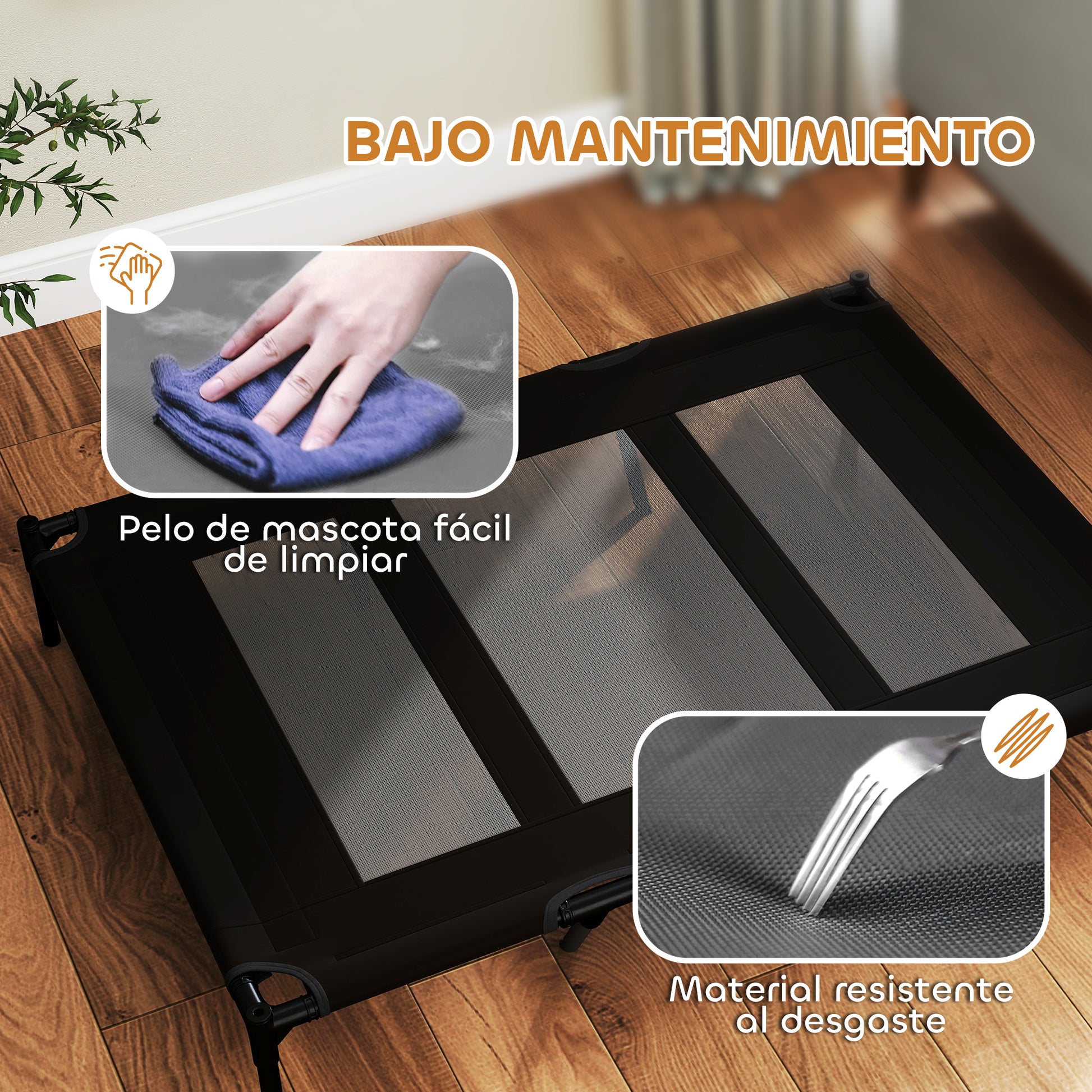 Pawhut Cama Elevada Para Perros Grandes Con Bolsa De Tela Oxford Negro_5