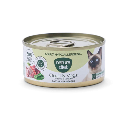 Natura Diet Cat Hypoallergenic Lata Codorniz y verdura 85 g Comida húmeda para gatos hipoalergénica