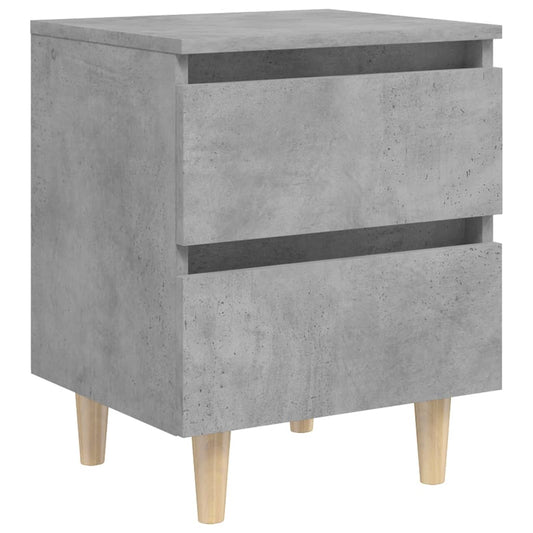 Mesita De Noche Con Patas Madera Pino Gris Hormigón 40x35x50 Cm_0
