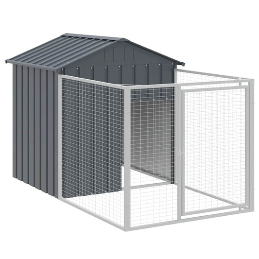 Caseta Perros Con Corral Acero Galvanizado Gris 117x201x123 Cm_0