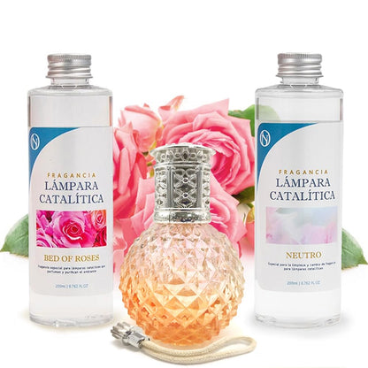 Pack Ahorro Lámpara Catalítica Orange Diamonds + Fragancia Bed Of Roses 500ml + Limpiador Neutro 200ml + Mecha Repuesto_0