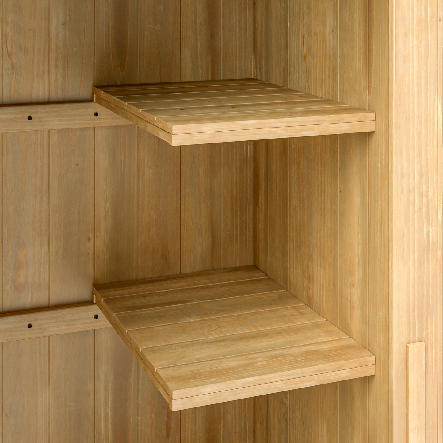 Outsunny Caseta Jardín Exterior De Madera 77,5x54,2x179,5 Cm 0,3 M² Con Estantes_4