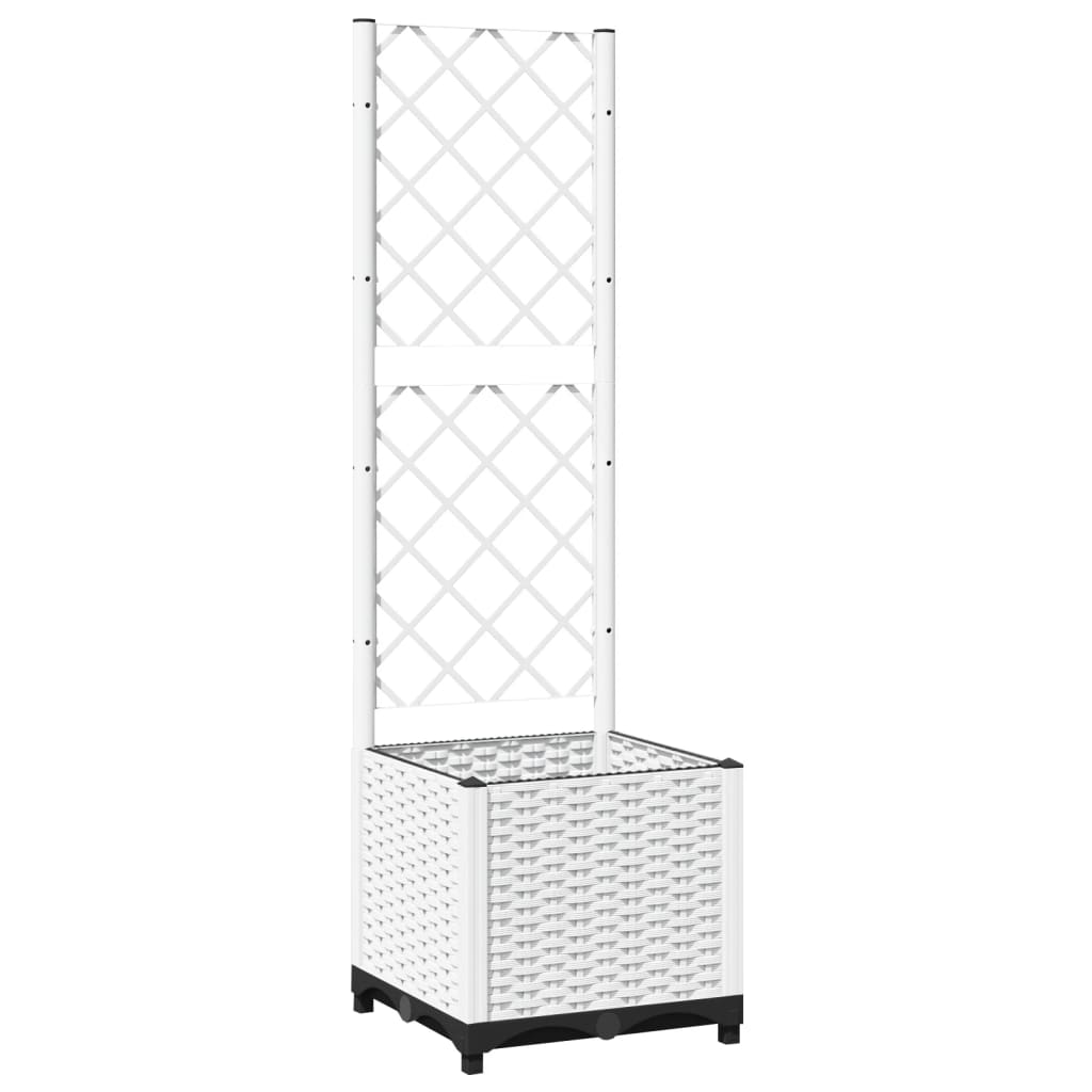 Jardinera Con Enrejado Pp Blanco 40x40x136 Cm_0