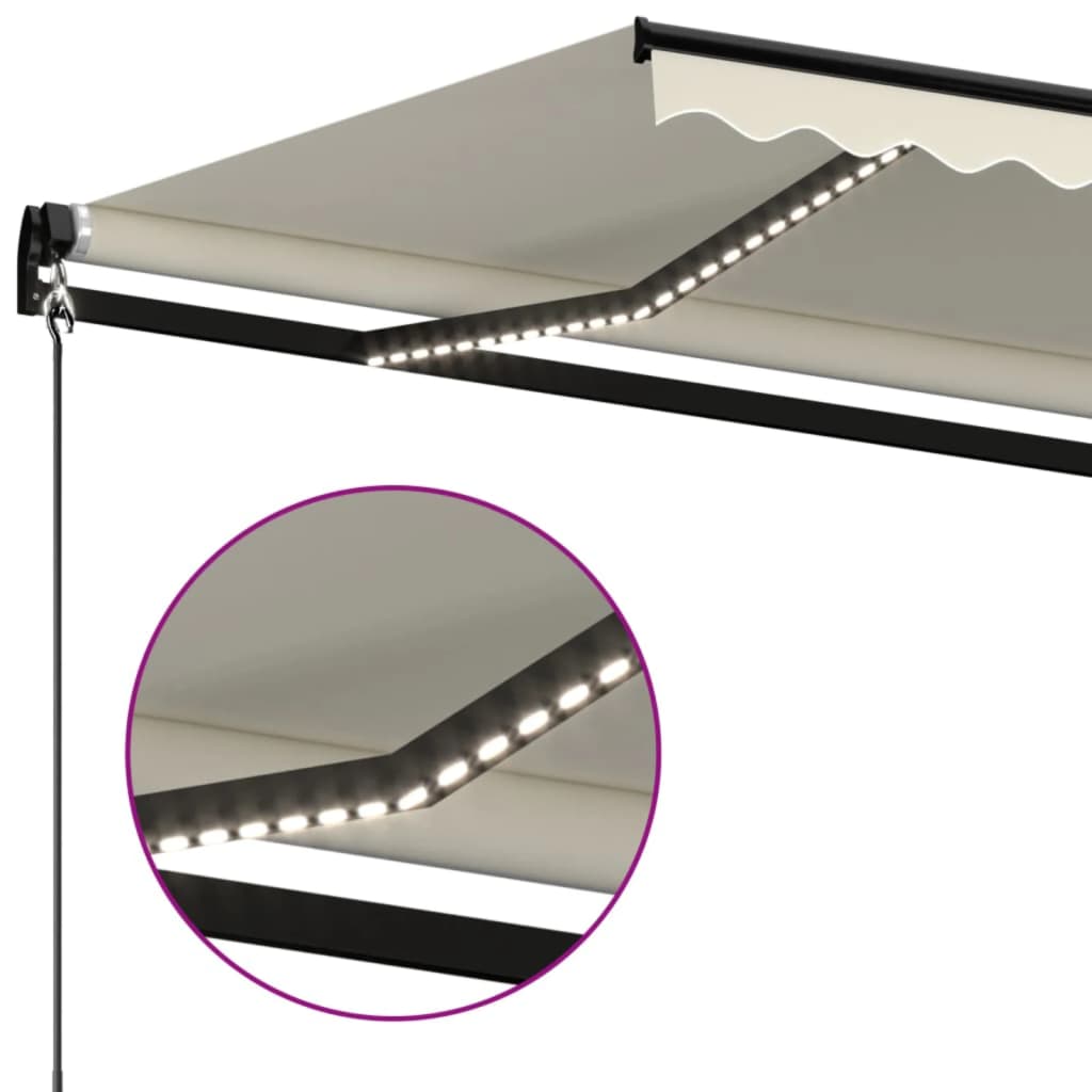 Toldo Retráctil Manual Con Luz Led Color Crema 600x350 Cm_4
