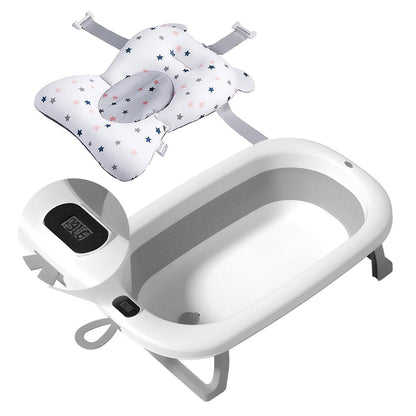 Bathby Bañera Plegable Gris Para Bebés, Cojín Reductor, Termómetro, Patas Antideslizantes (gris Pastel)