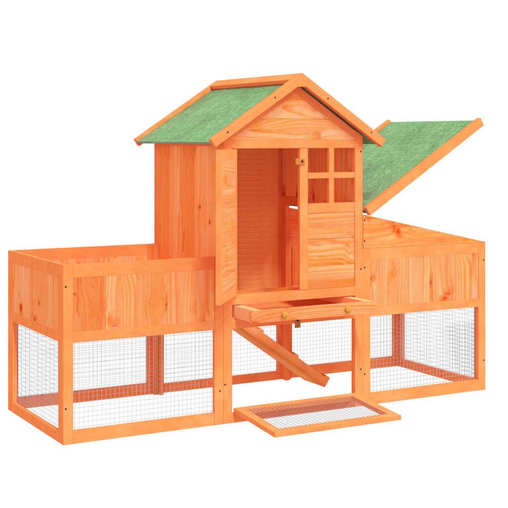 Vidaxl Conejera De Madera Maciza De Pino Marrón 170x63x113 Cm_4