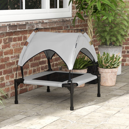 Pawhut Cama Para Perros Elevada Con Toldo Bolsa De Transporte 76x61x69,5 Cm Gris_4