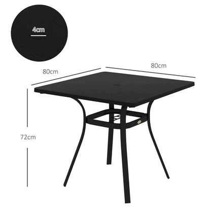 Outsunny Mesa De Jardín Con Estructura De Acero 80x80x72 Cm Negro_2