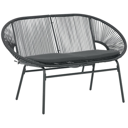 Outsunny Silla Acapulco De 2 Plazas Con Reposabrazos Cojines 132x72x83 Cm Negro_0