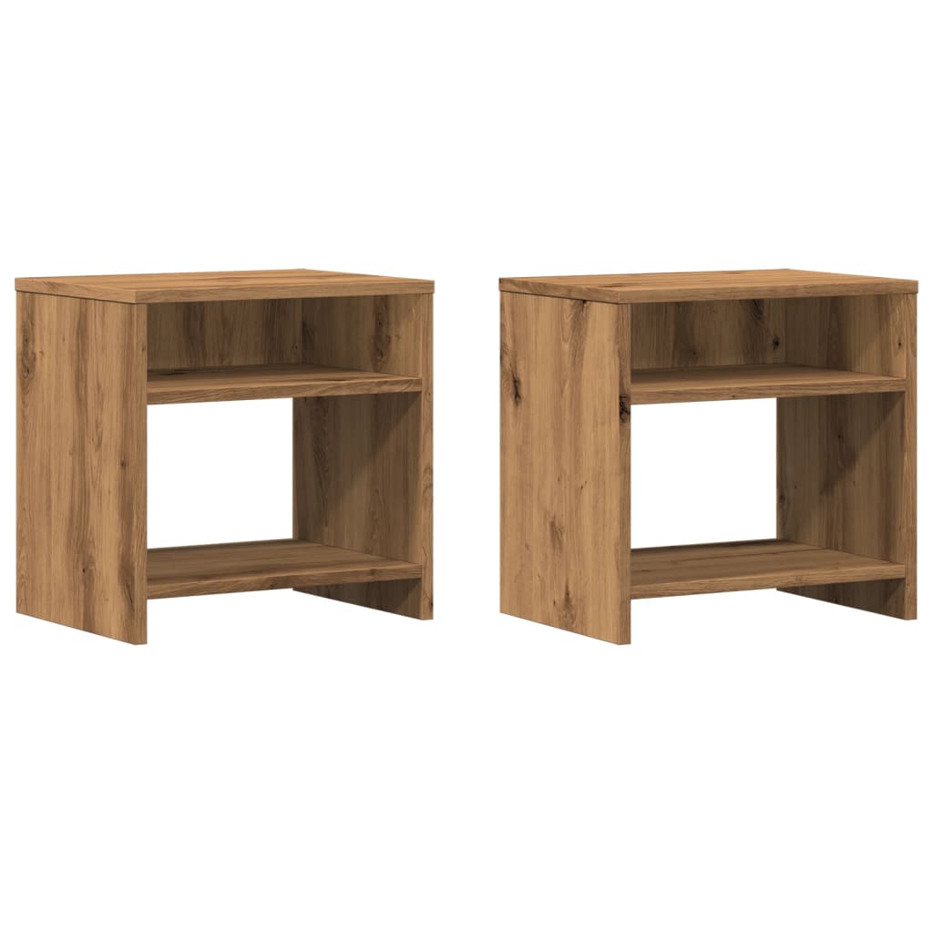 Mesitas Noche 2 Uds Madera Ingeniería Marrón Roble 40x30x40 Cm_0