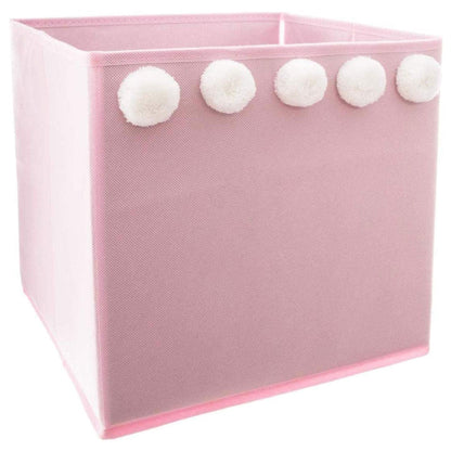Set De 3 Cajas De Almacenamiento Infantil Con Pompones Color Rosa - 29 X 29 X 29 Cm_2