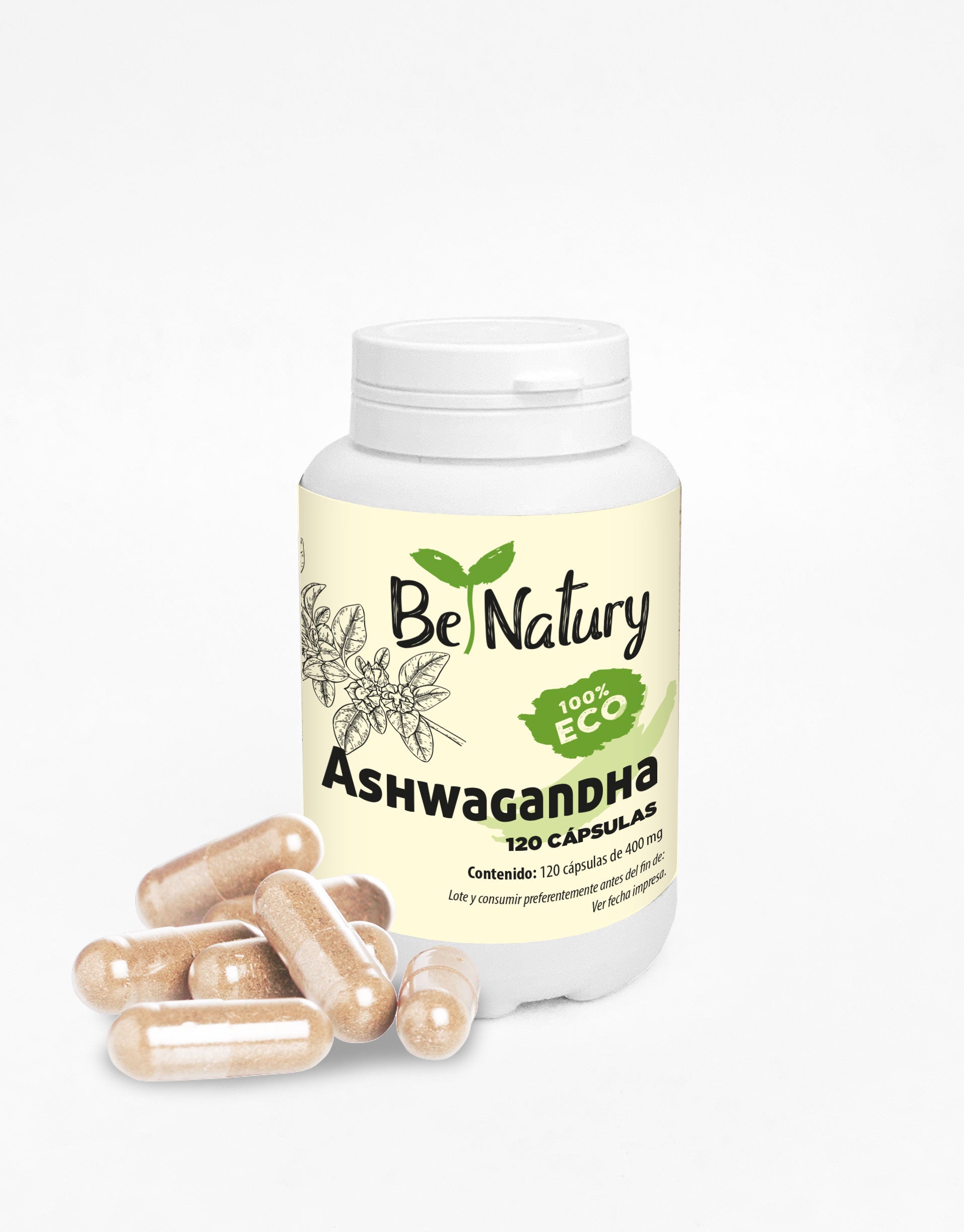 Raiz De Ashwagandha Bio En Cápsulas 120 Unidades_0