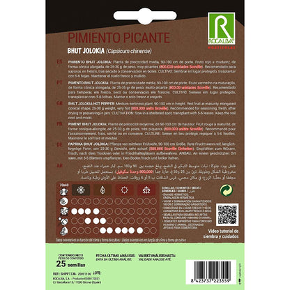 Semillas Pimiento Picante Bhut Jolokia Rocalba