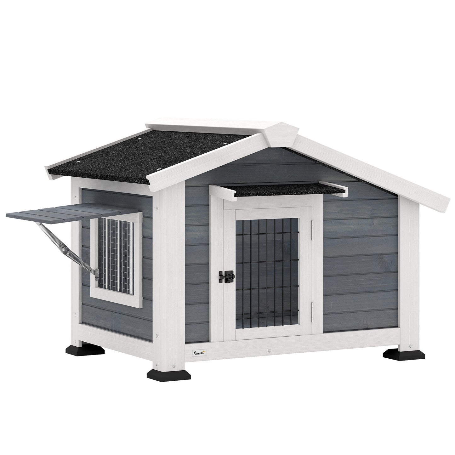 Pawhut Caseta Para Perros Exterior De Madera Con Techo Asfático Suelo Extraíble_0