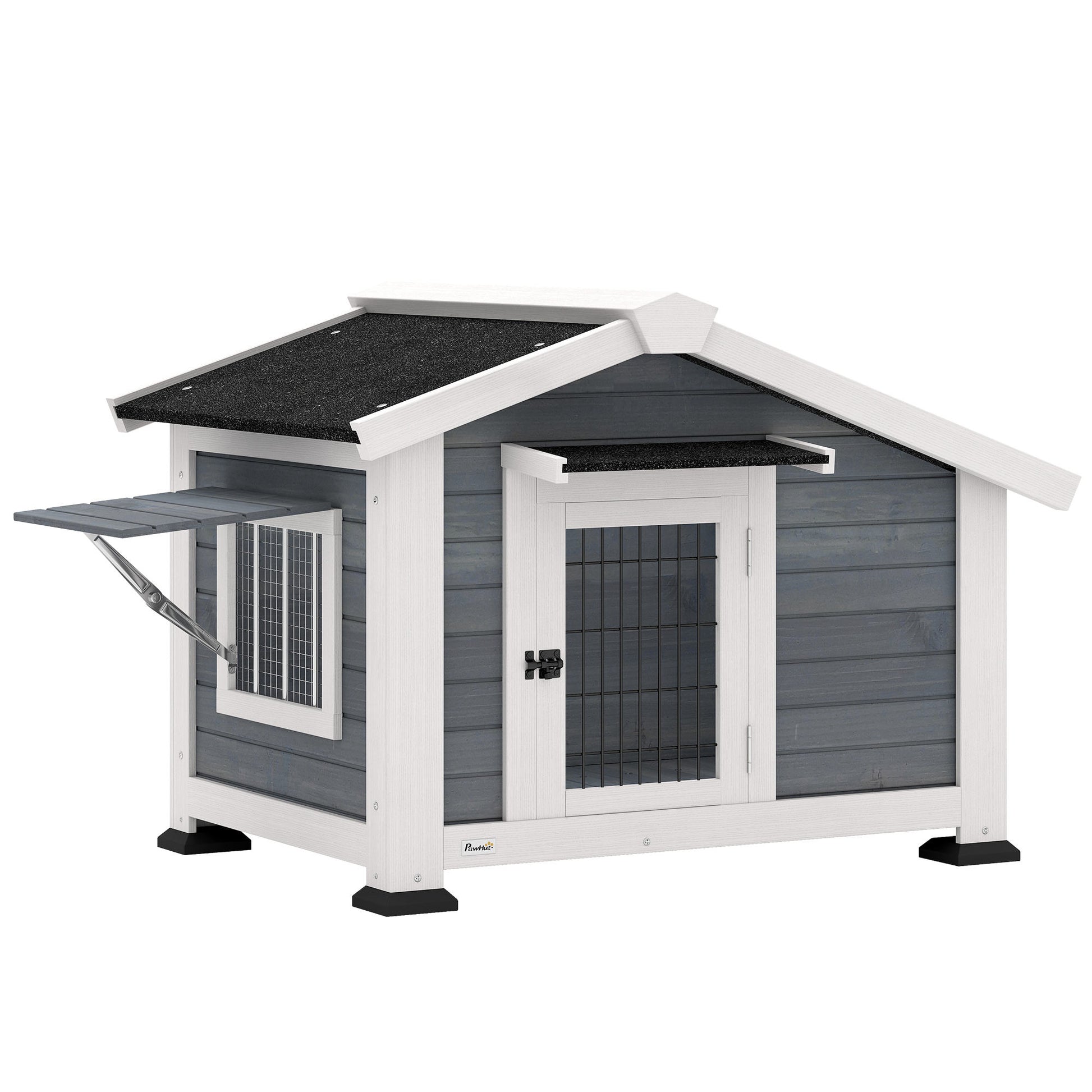 Pawhut Caseta Para Perros Exterior De Madera Con Techo Asfático Suelo Extraíble_0
