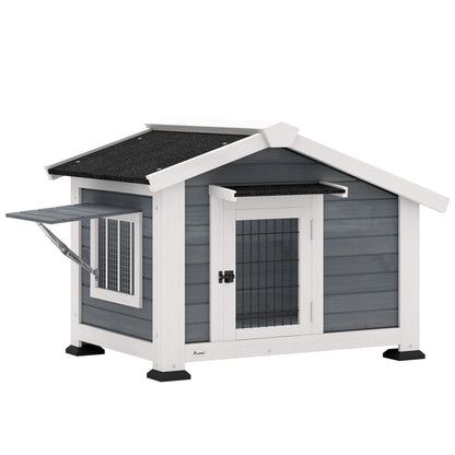 Pawhut Caseta Para Perros Exterior De Madera Con Techo Asfático Suelo Extraíble_0