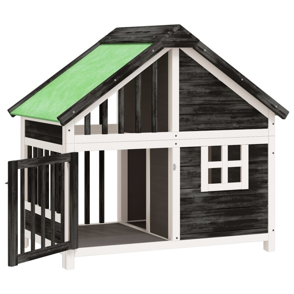 Caseta Para Perros Madera Maciza De Pino Gris 96x60,5x87 Cm_2
