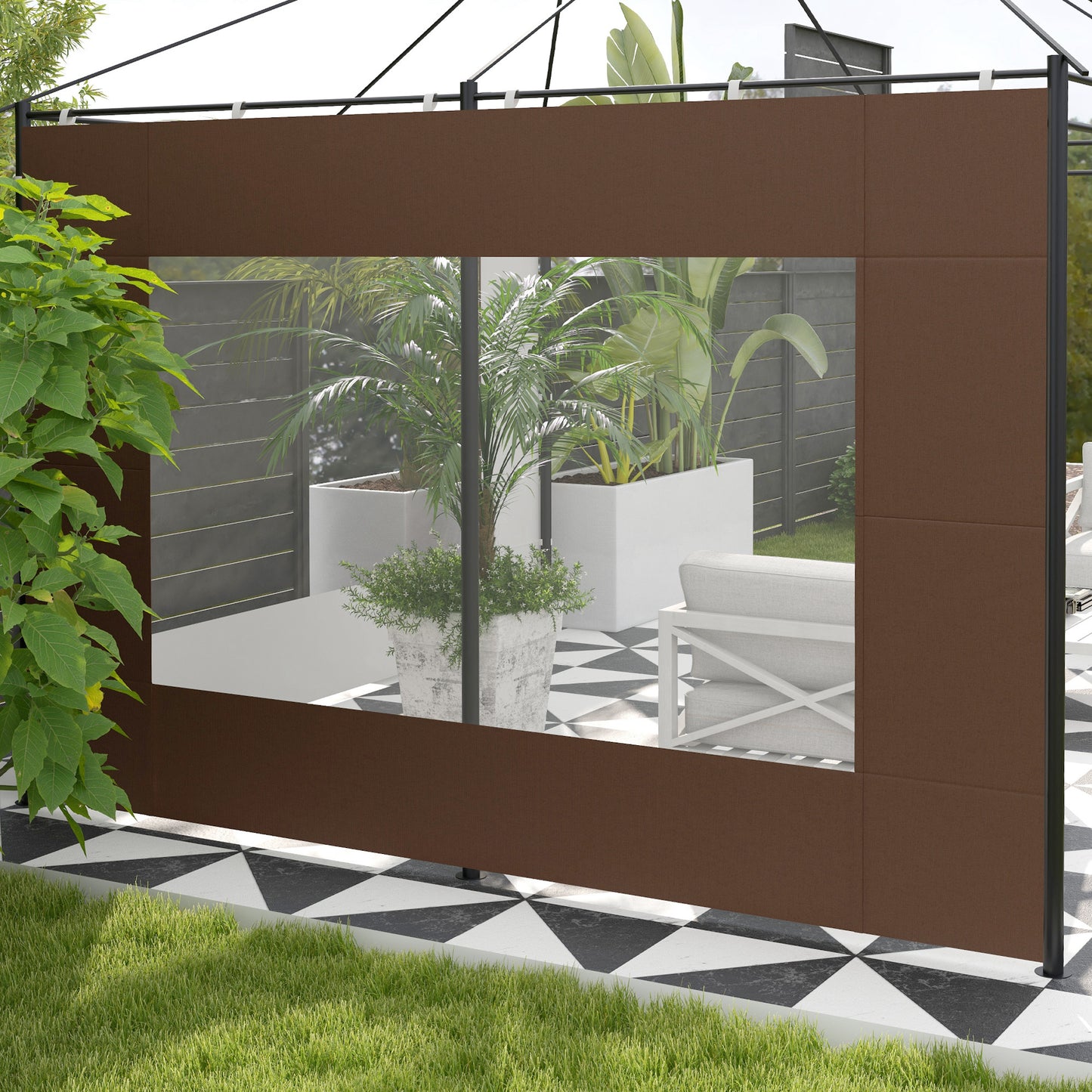 Outsunny Paredes Laterales Para Carpa De 4 Paneles 295x195 Cm Marrón_3