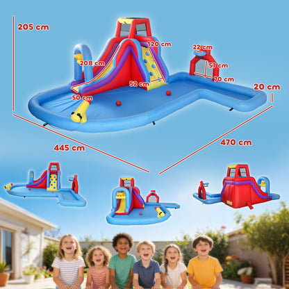 Aiyaplay Castillo Hinchable Acuático Con Soplador 550w 6 En 1 Tobogán Piscina_2