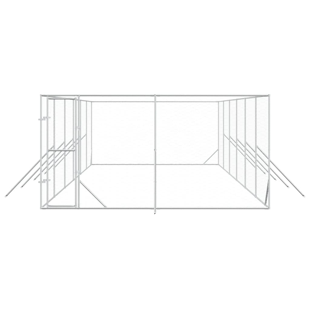 Perrera De Exterior Acero Galvanizado Plateado 4x12x2 M_3