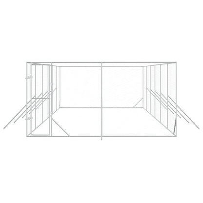 Perrera De Exterior Acero Galvanizado Plateado 4x12x2 M_3