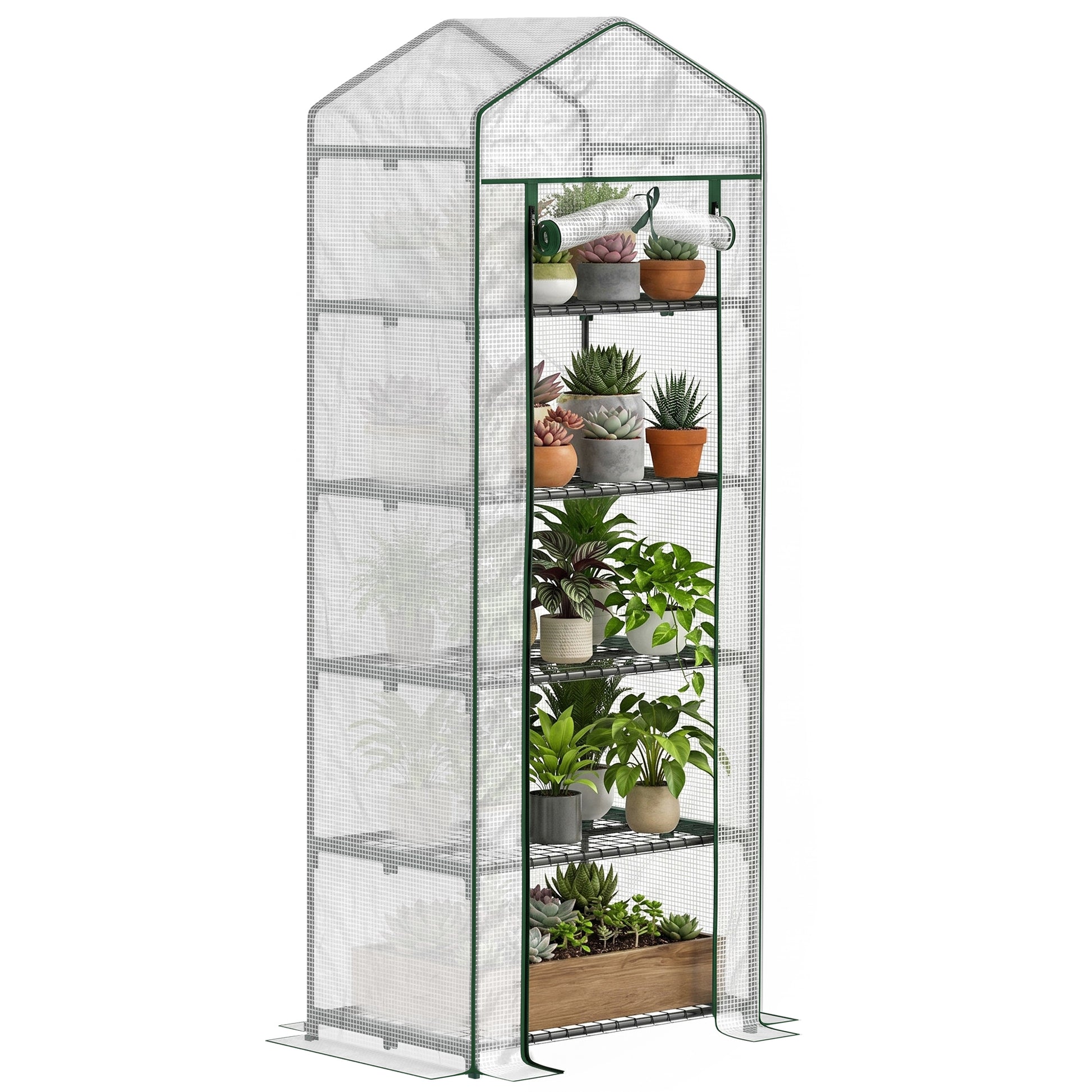 Outsunny Invernadero Pequeño Con Estantes De 5 Niveles 69x49x193 Cm Transparente_0