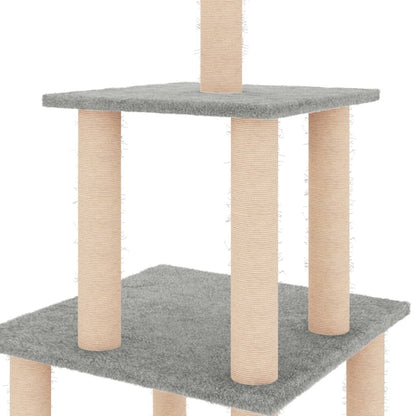 Vidaxl Rascador Para Gatos Con Postes De Sisal Gris Claro 111 Cm_4