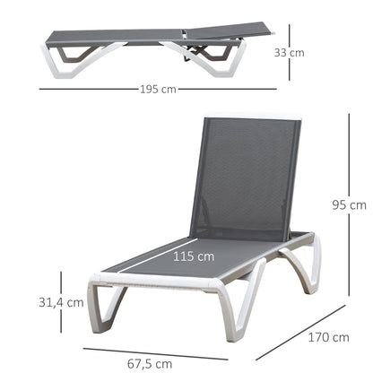Outsunny Conjunto De 2 Tumbonas Reclinables De Aluminio 170x67,5x95 Cm Gris_2