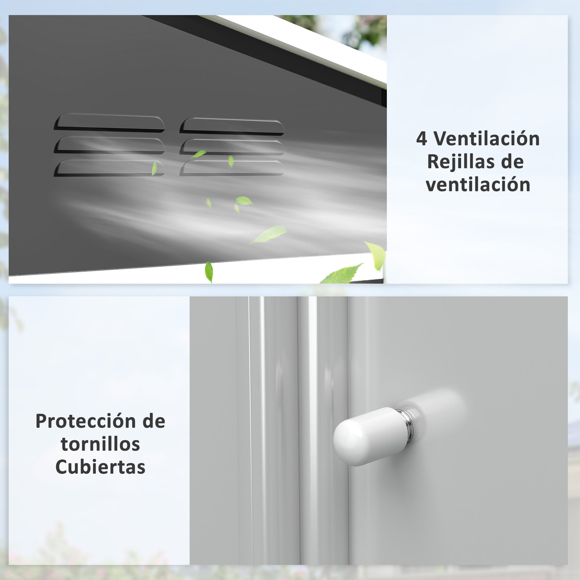 Outsunny Caseta De Jardín Exterior 3,6 M² 236x171x191 Cm Puerta Corredera Gris_5
