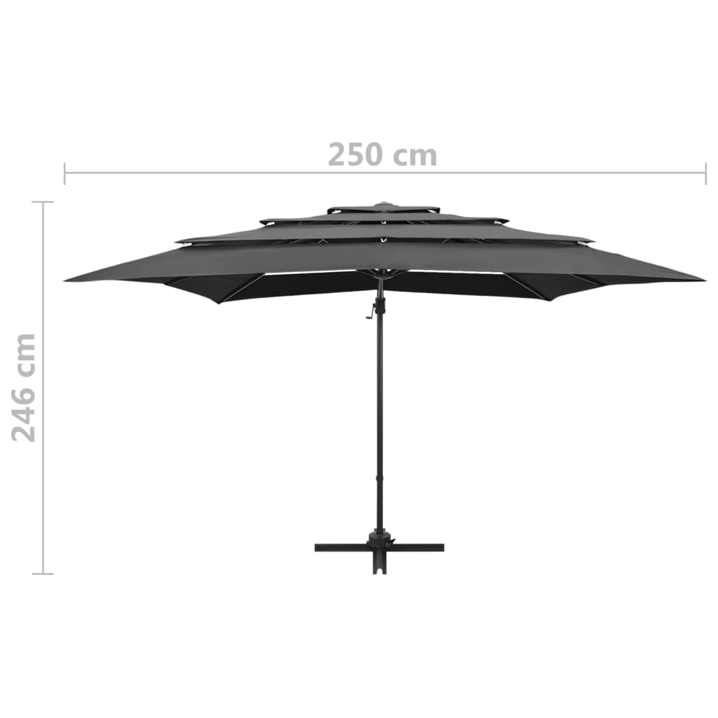 Vidaxl Sombrilla Jardín 4 Niveles Palo Aluminio Antracita 250x250 Cm_2