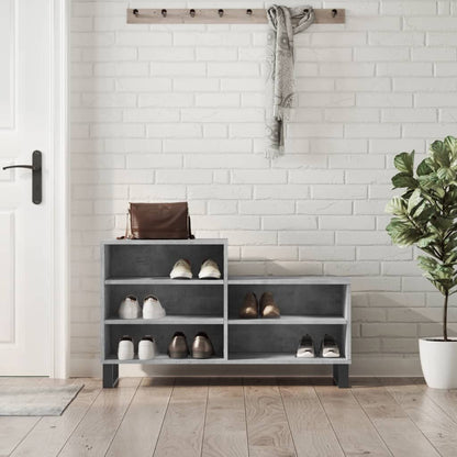 Vidaxl Mueble Zapatero Madera Contrachapada Gris Hormigón 102x36x60 Cm_1