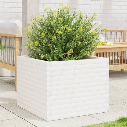 Jardinera De Madera Maciza De Pino Blanca 60x60x46 Cm_1