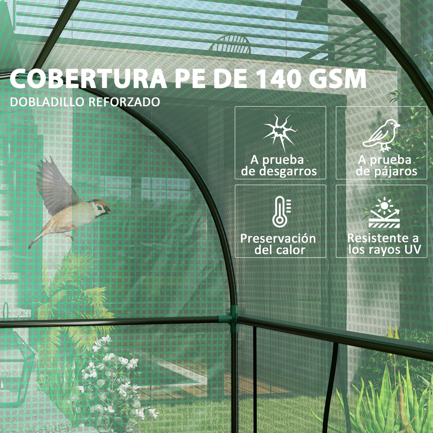 Outsunny Invernadero De Exterior Con 2 Puertas Enrollables 200x100x178 Cm Verde_4
