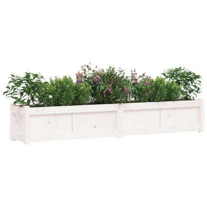 Jardinera De Madera Maciza De Pino Blanca 180x31x31 Cm_3