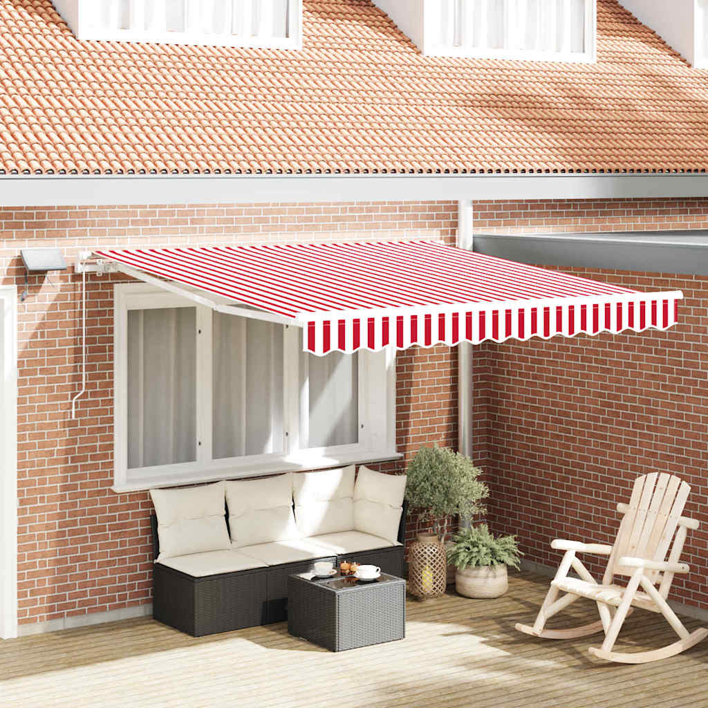 Toldo Retráctil Rojo Y Blanco 300 X 250 Cm Tela Y Aluminio_1