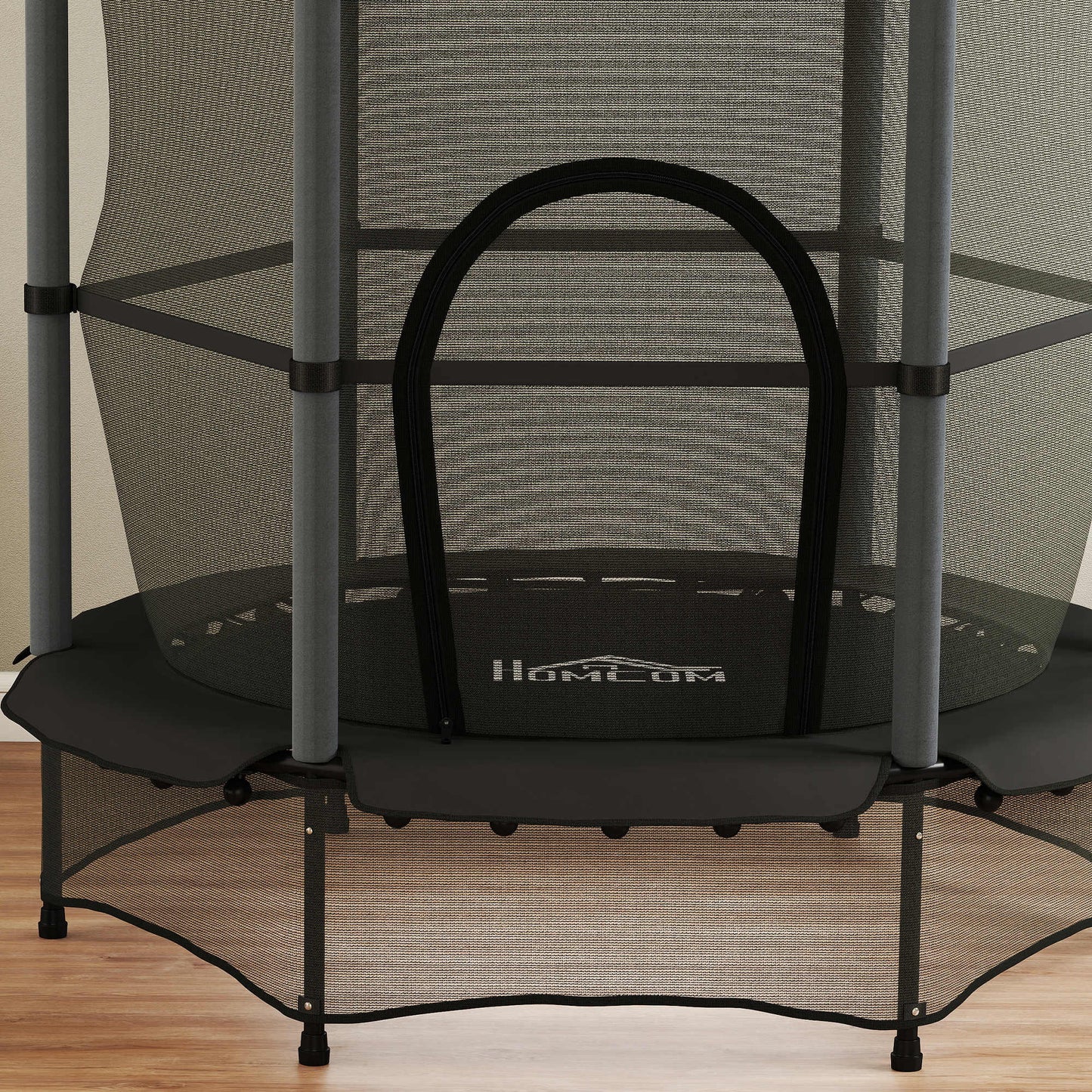 Homcom Cama Elástica Infantil Ø140 Cm Con Red De Seguridad Negro_3