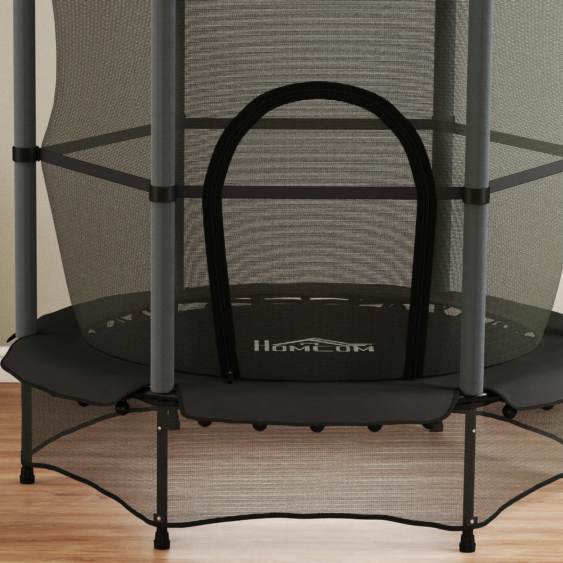 Homcom Cama Elástica Infantil Ø140 Cm Con Red De Seguridad Negro_3