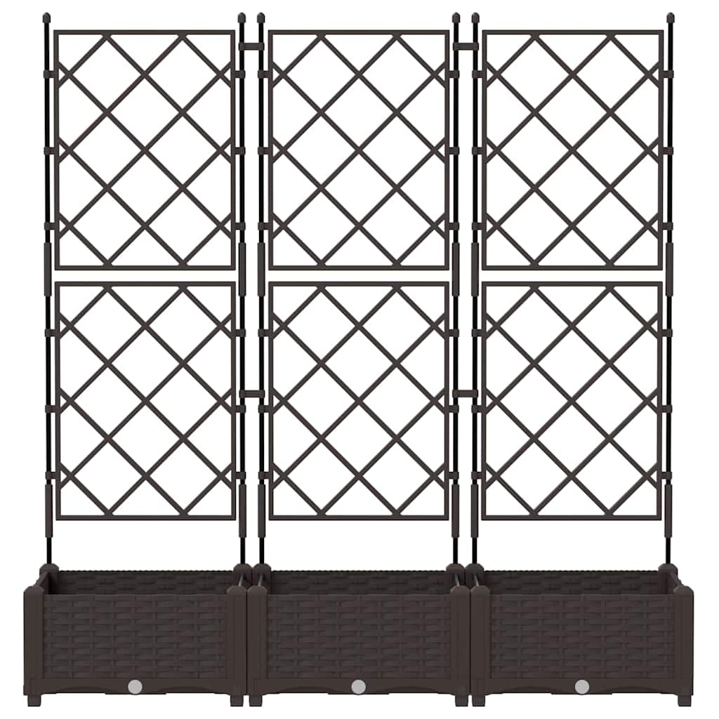 Vidaxl Maceta De Jardín Con Enrejado 3 Pcs Marrón 120 X 40 X 125.5 Cm_4