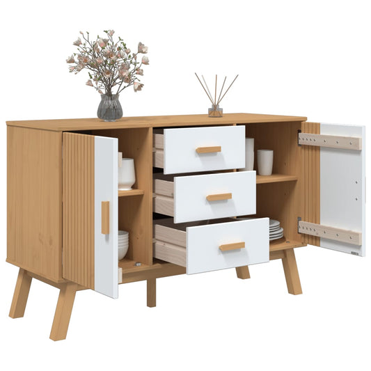 Aparador Olden Madera Maciza Pino Blanco Y Marrón 114x43x73,5cm / Vetonek_0
